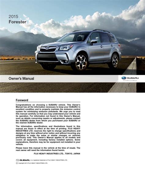 2015 Subaru Forester Owners Manual